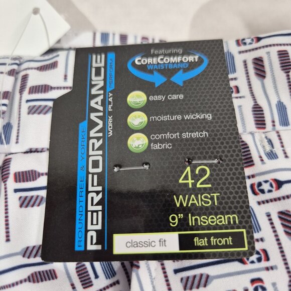 Round tree & Yorke Men's Shorts Size 42 Performance Flat Front Bright White (54 - Picture 5 of 10